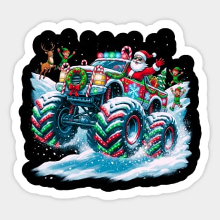 Santa's Christmas Monster Truck – Festive Adventure on Snowy Roads Sticker